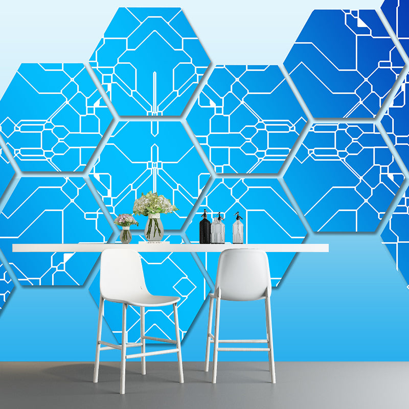 Geometry Wallpaper Mural Contemporary Wall Covering for Study Room, Water Resistant