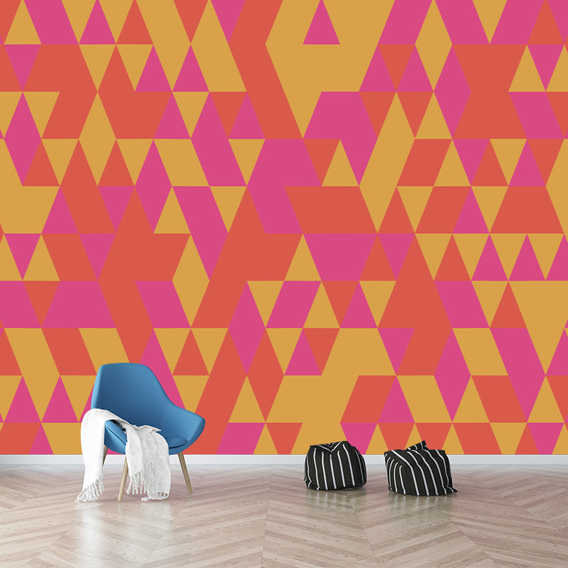 Triangle Geometric Pattern Mural for Living Room, Moisture-Resistant, Custom Size Available