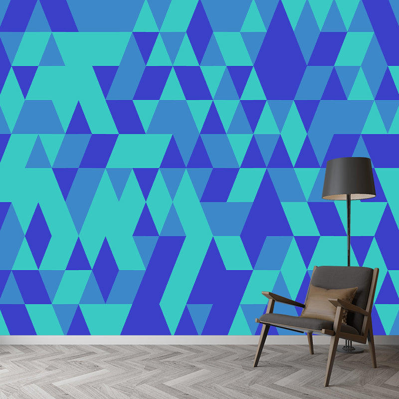 Triangle Geometric Pattern Mural for Living Room, Moisture-Resistant, Custom Size Available