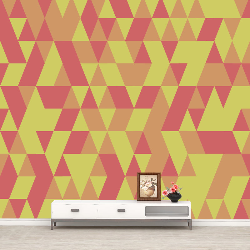 Triangle Geometric Pattern Mural for Living Room, Moisture-Resistant, Custom Size Available