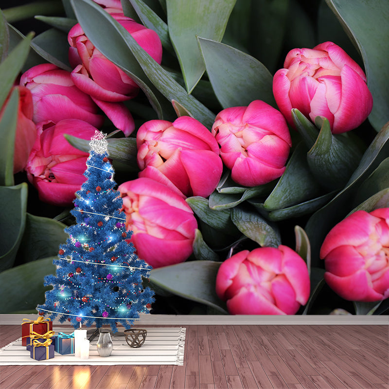 Tulip Minimalism Style Mural Wallpaper for Sleeping Room, Moisture Resistant