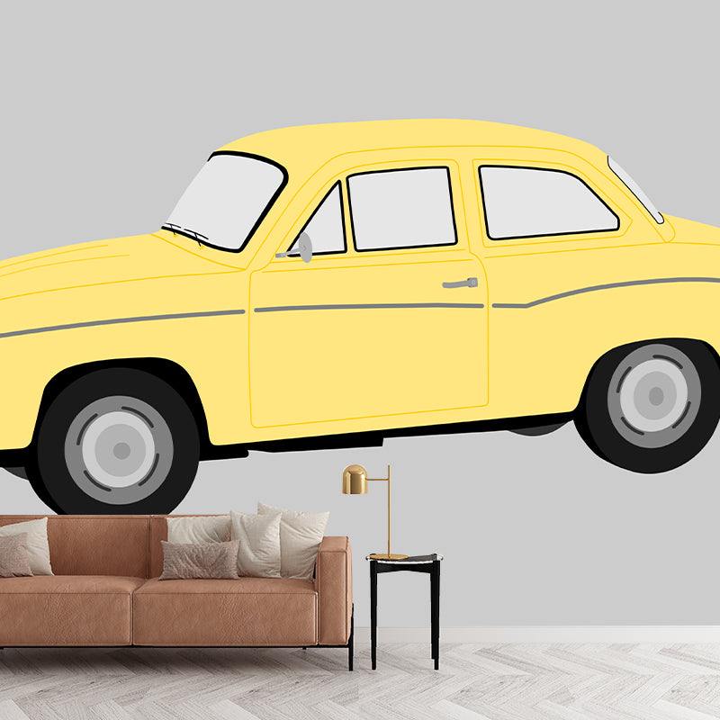 Car Illustration Wall Mural Moisture Resistant Wall Decor for Boys Bedroom