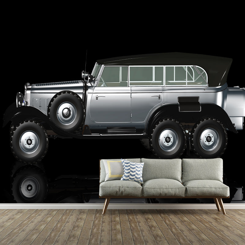 Car Illustration Wall Mural Moisture Resistant Wall Decor for Boys Bedroom