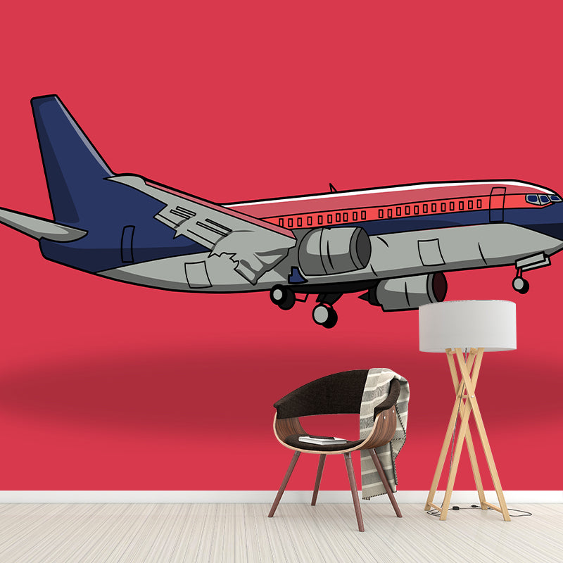 Airplane Illustration Mural Decal Eco-friendly Wallpaper Waterproofing for Sitting Room