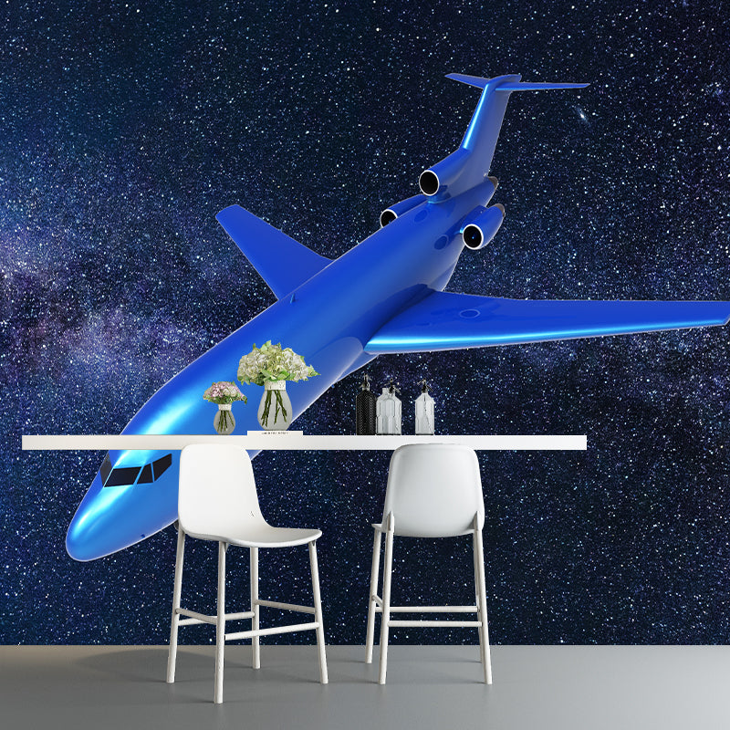 Airplane Illustration Mural Decal Eco-friendly Wallpaper Waterproofing for Sitting Room