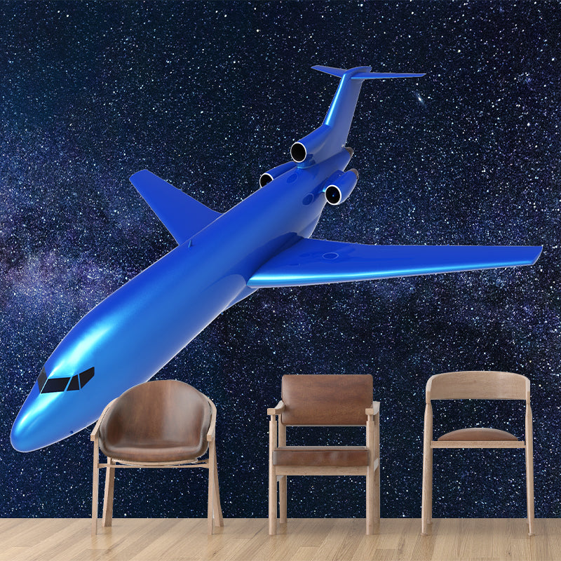 Airplane Illustration Mural Decal Eco-friendly Wallpaper Waterproofing for Sitting Room