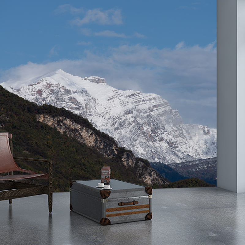 Nature Snow Mountain Wall Mural Mildew Resistant for Sitting Room Bedroom