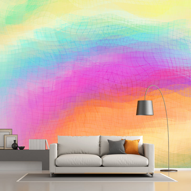 Abstract Mural Soft Color Stain Resistant Wall Art for Living Room, Water Resistant