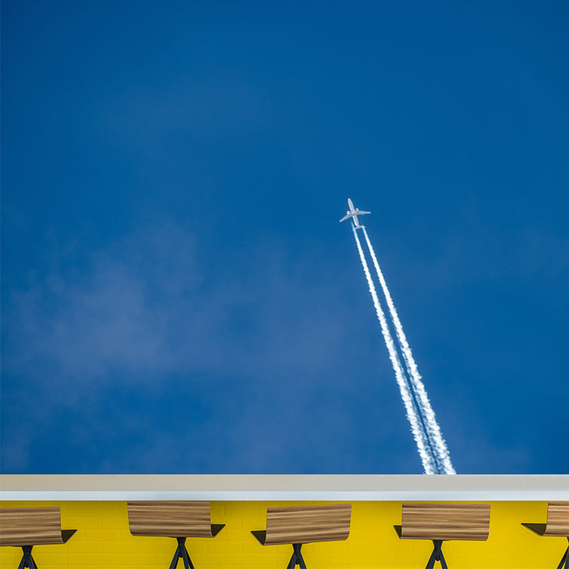 Modern Style Airplane Mural Decal Water Resistant Decor for Meeting Room