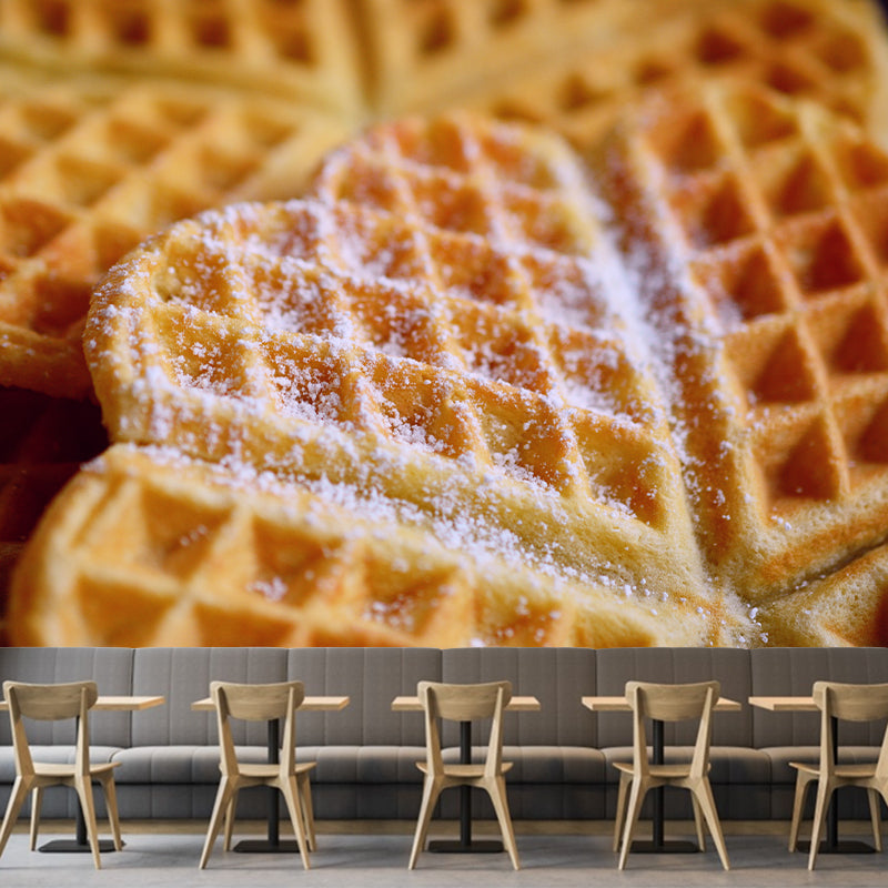Delicious Waffle Wall Murals Moisture Resistant Wall Decor for Cake Shop
