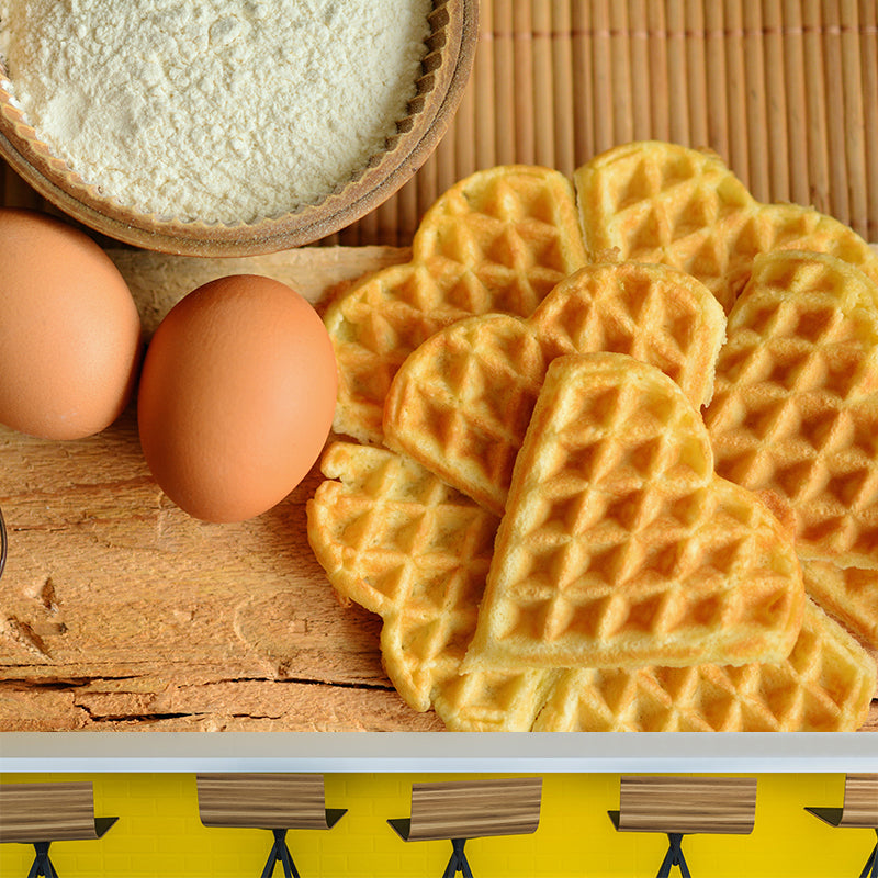 Delicious Waffle Wall Murals Moisture Resistant Wall Decor for Cake Shop