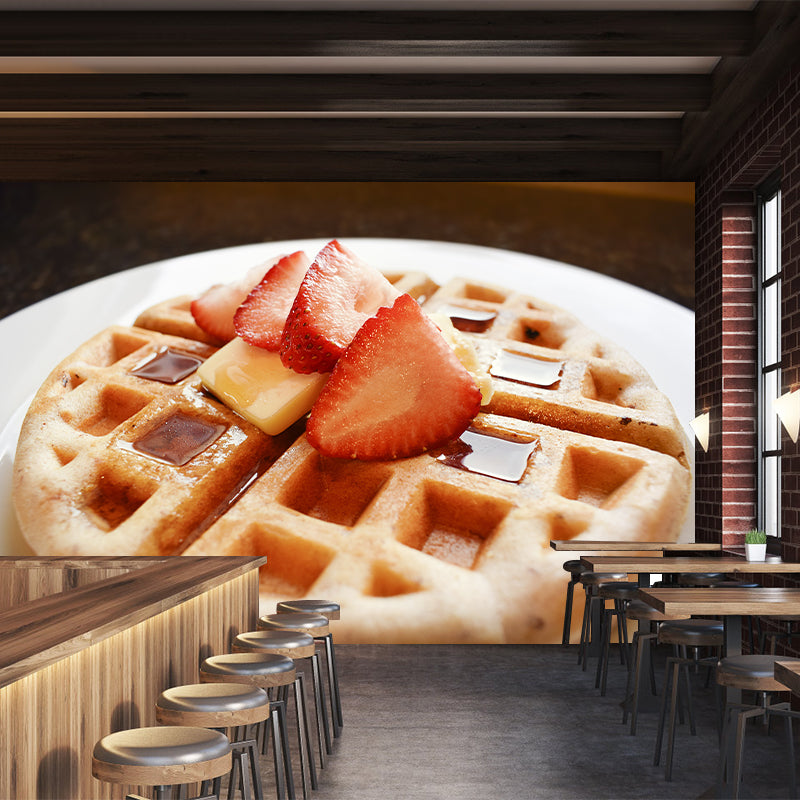 Delicious Waffles Stain Resistant Mural Decal Modern Wall Decor for Commercial Use