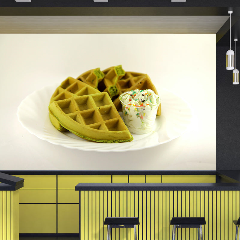 Delicious Waffles Stain Resistant Mural Decal Modern Wall Decor for Commercial Use