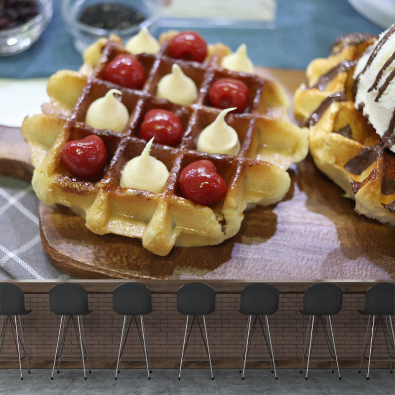 Delicious Waffles Stain Resistant Mural Decal Modern Wall Decor for Commercial Use