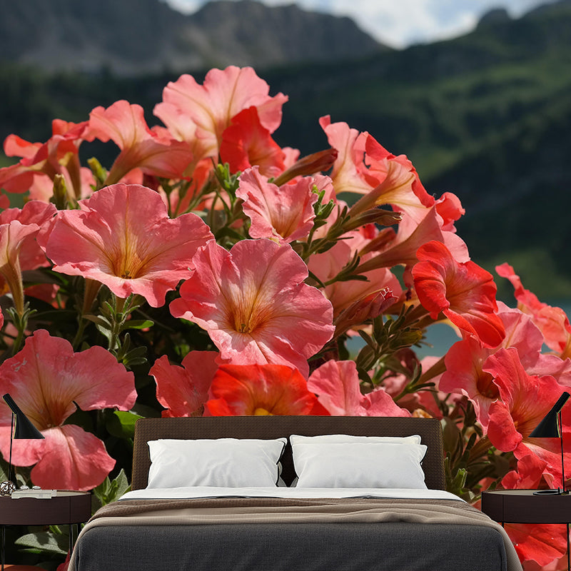Contemporary Blooming Petunia Mural Wallpaper Environmental for Bedroom