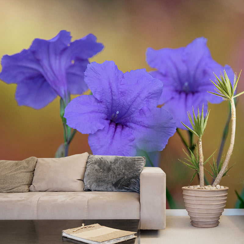 Contemporary Blooming Petunia Mural Wallpaper Environmental for Bedroom