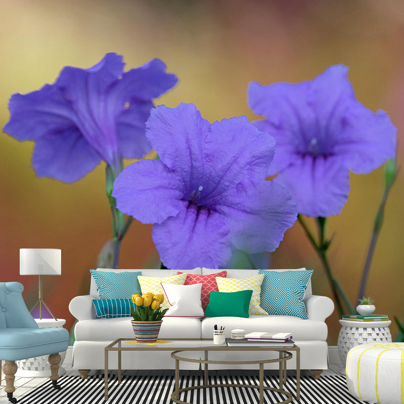 Contemporary Blooming Petunia Mural Wallpaper Environmental for Bedroom