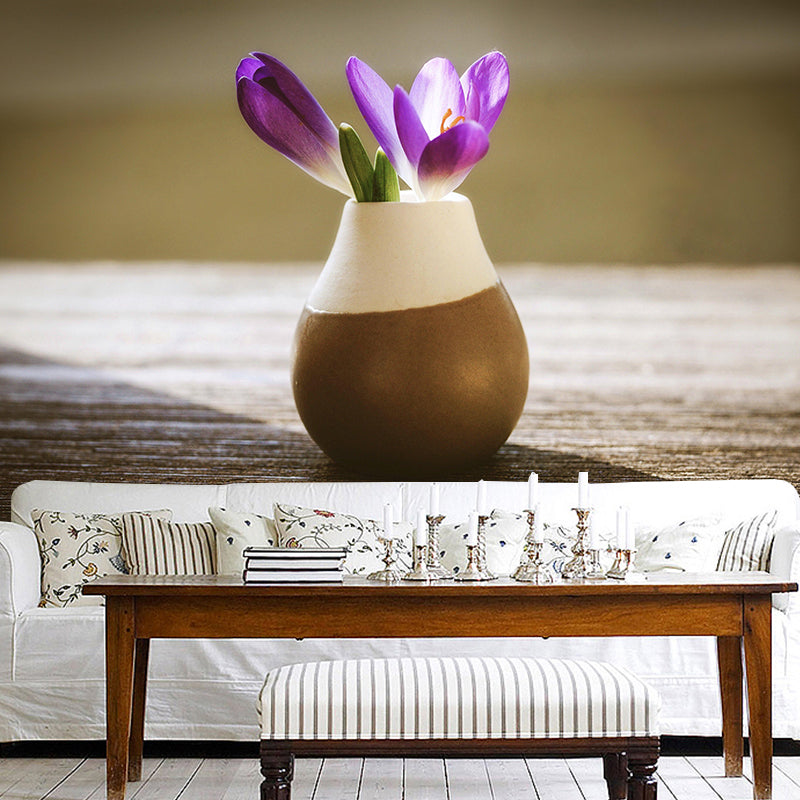 Blooming Saffron Mural Wallpaper Environmental Contemporary for Bedroom