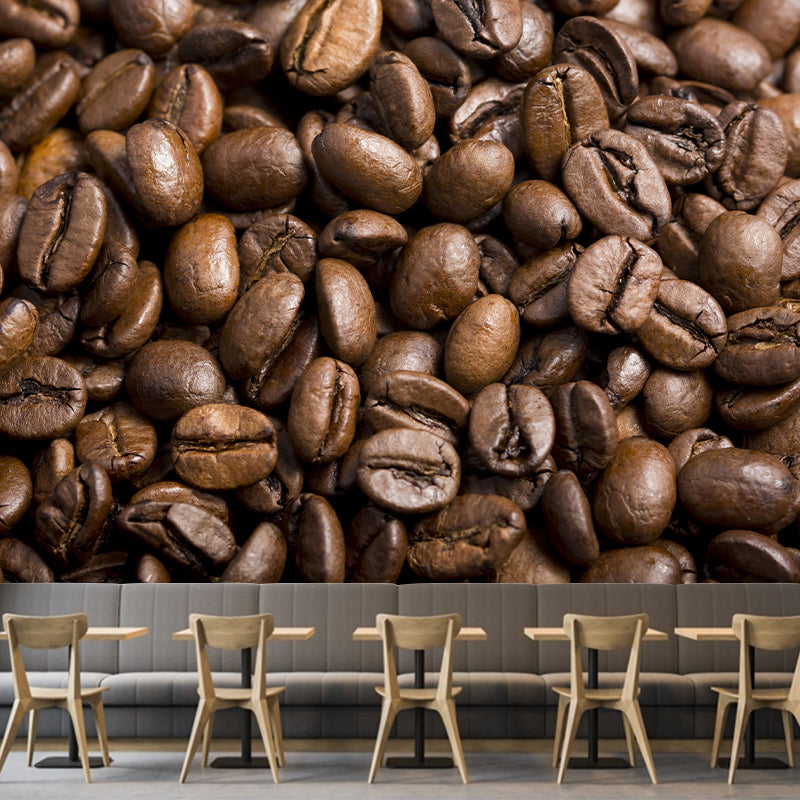 Horizontal Photography Coffee Beans Mural Mildew Resistant for Coffee Shop