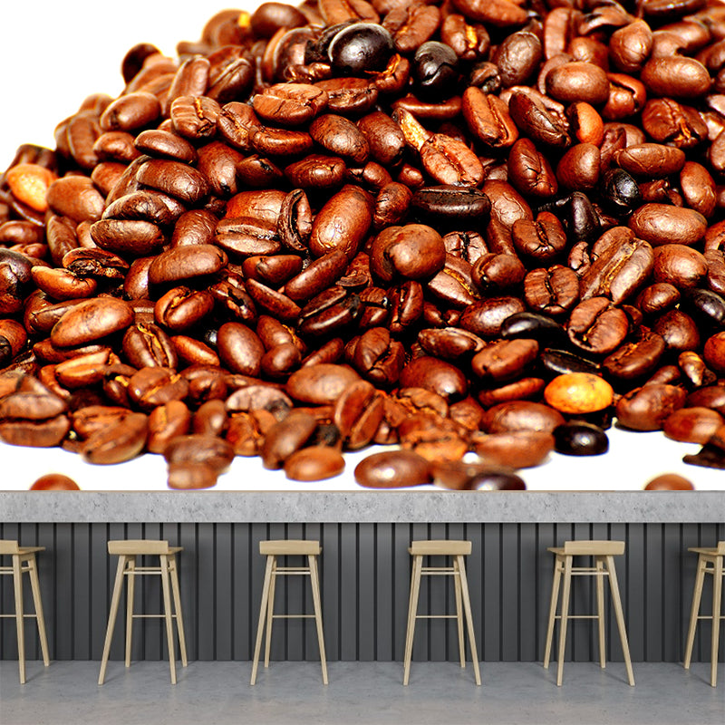 Coffee Beans Mural Wallpaper Eco-friendly Coffee Shop Decoration in Soft Color