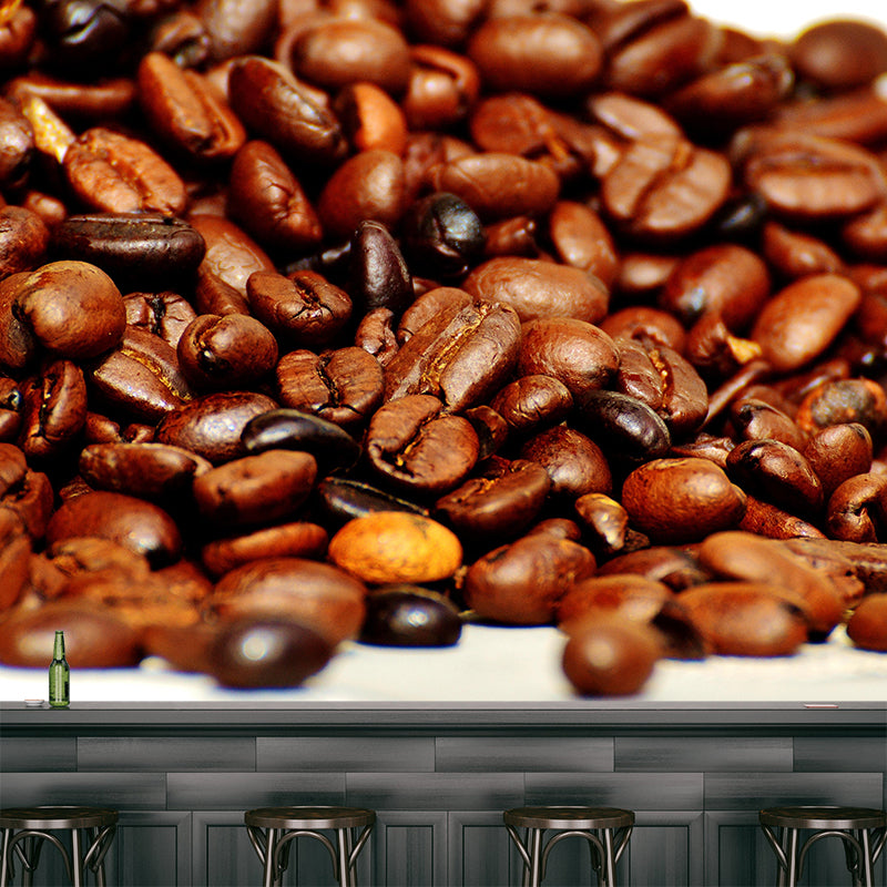 Coffee Beans Mural Wallpaper Eco-friendly Coffee Shop Decoration in Soft Color