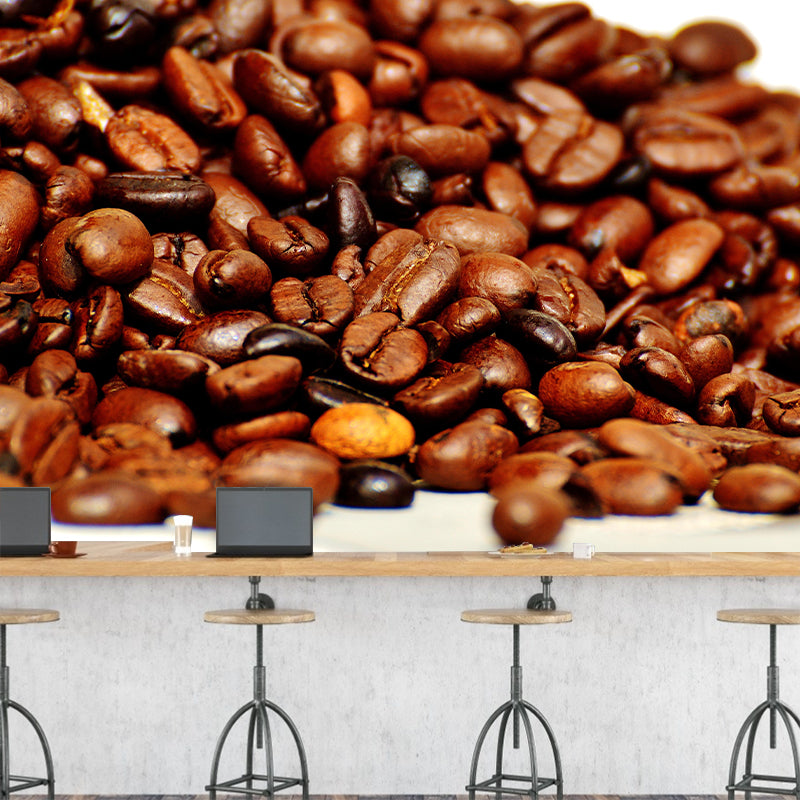 Papier peint mural en grains de café, décoration de café écologique en couleur douce