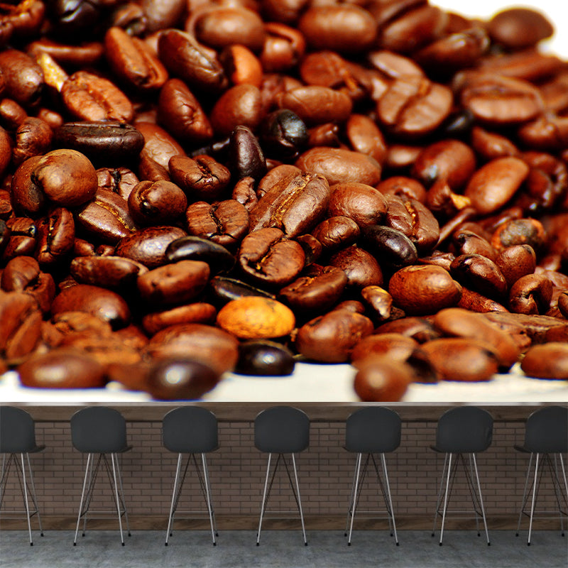 Coffee Beans Mural Wallpaper Eco-friendly Coffee Shop Decoration in Soft Color