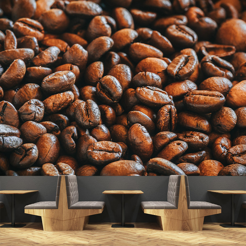 Coffee Beans Mural Contemporary Mildew Resistant Soft Color for Coffee Shop