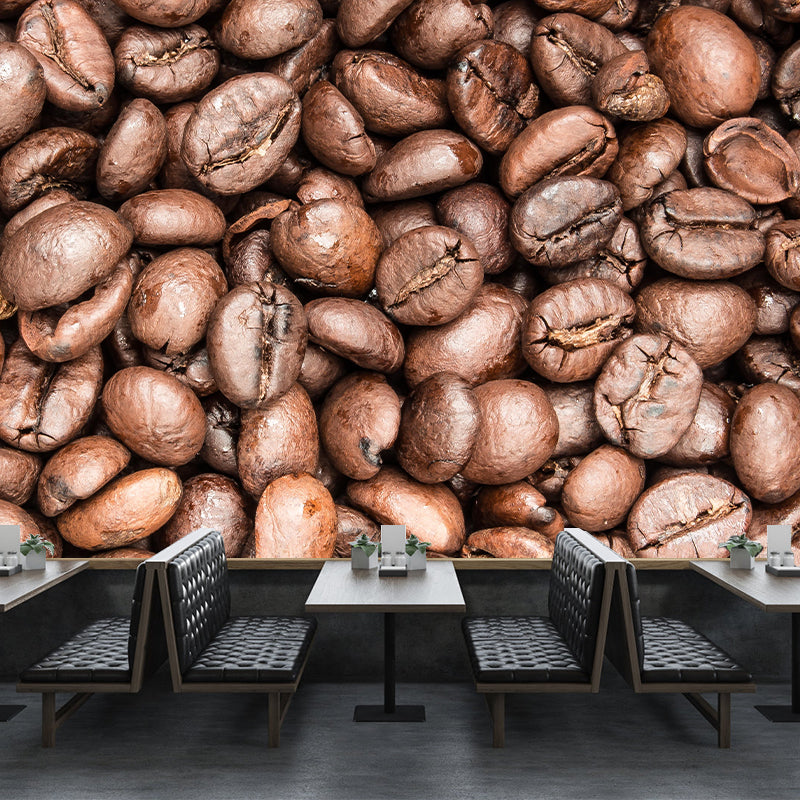 Coffee Beans Mural Contemporary Mildew Resistant Soft Color for Coffee Shop