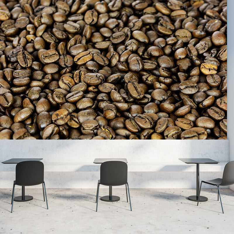 Photography Style Coffee Beans Mural Wallpaper Mildew Resistant for Coffee Shop