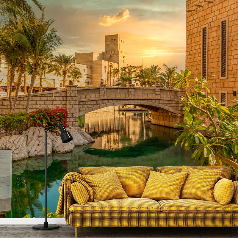 Construction Mural Wallpaper Mildew Resistant Modern Style Living Room Decoration