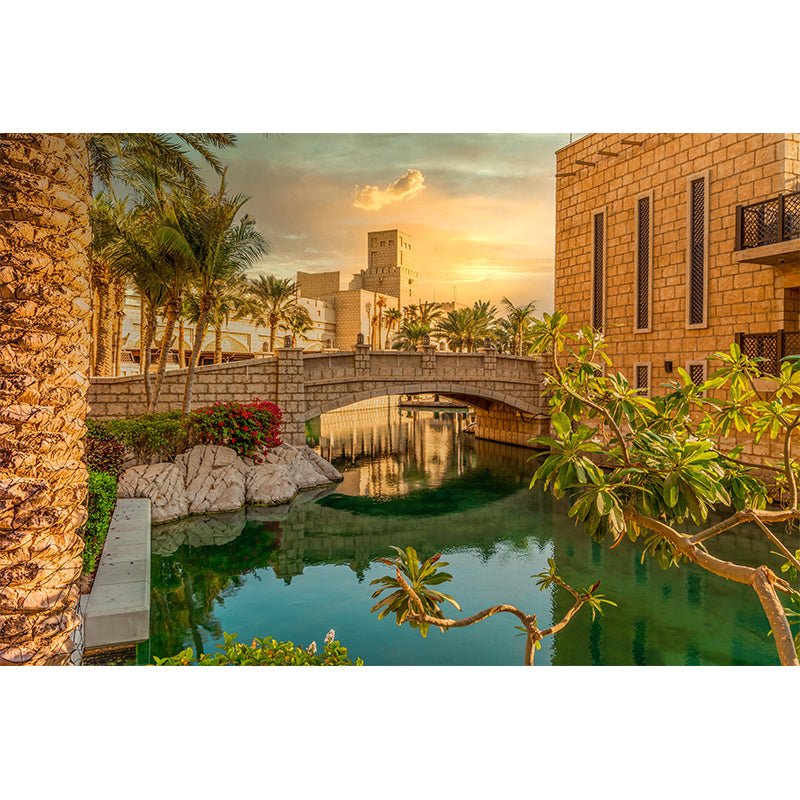 Construction Mural Wallpaper Mildew Resistant Modern Style Living Room Decoration