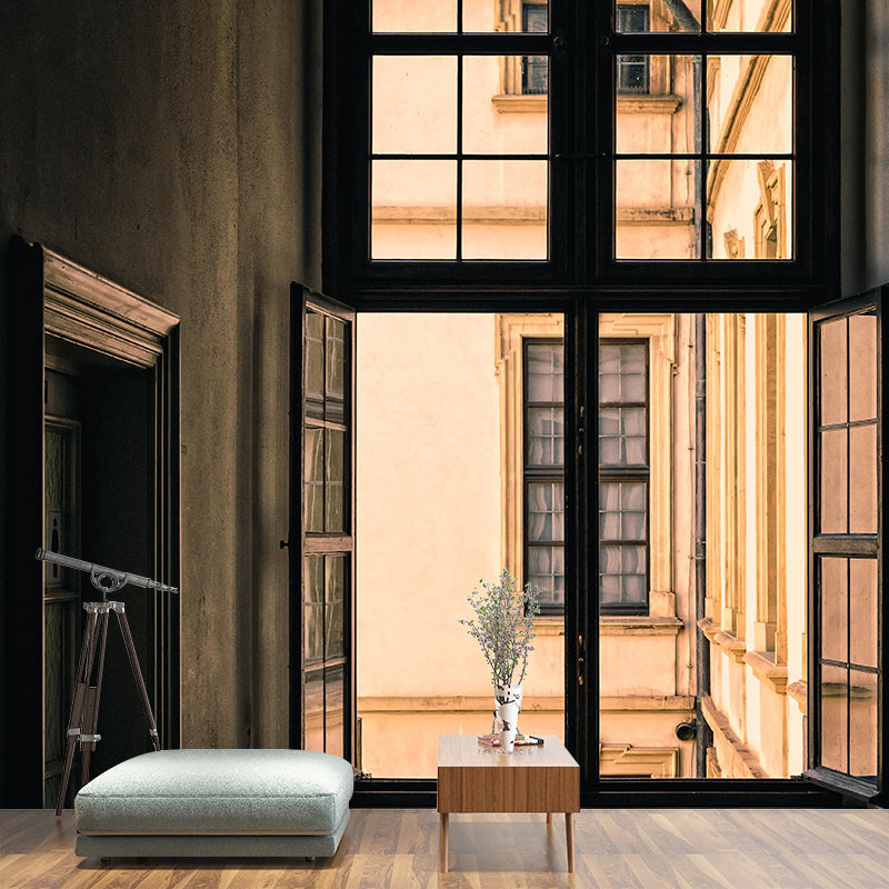 City Construction Mural Contemporary Style Wall Covering for Sitting Room