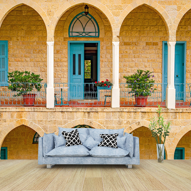 City Construction Mural Contemporary Style Wall Covering for Sitting Room