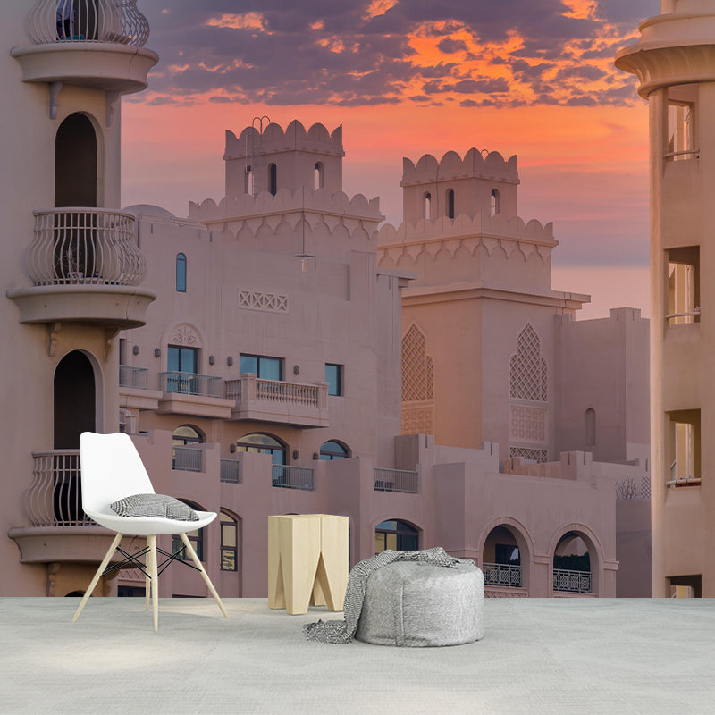 City Construction Mural Contemporary Style Wall Covering for Sitting Room