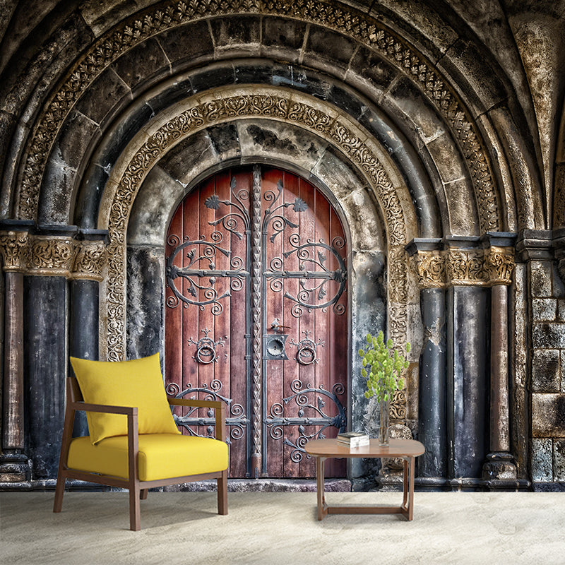 City Construction Mural Contemporary Style Wall Covering for Sitting Room