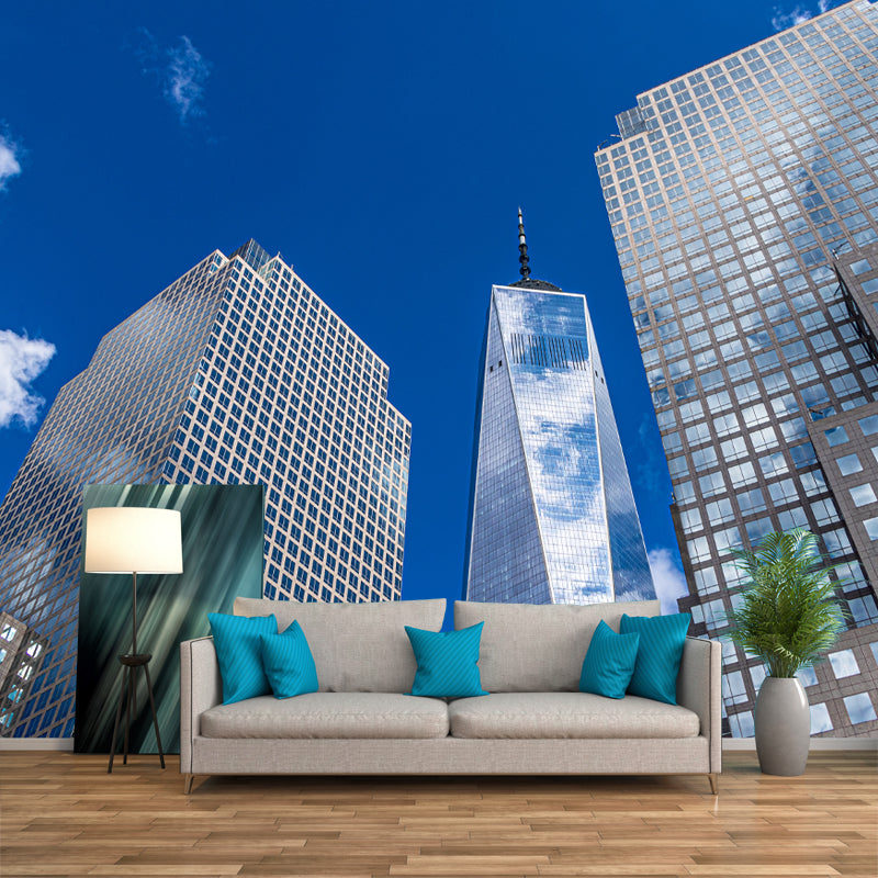 American City Architecture Mural Mildew Resistant Wallpaper for Meeting Room