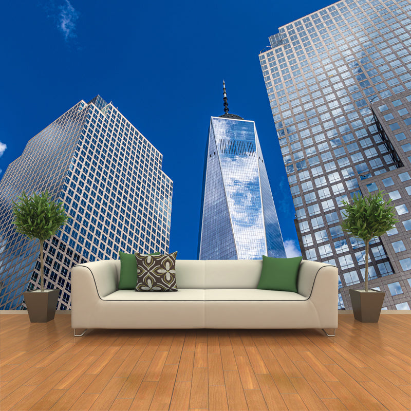 American City Architecture Mural Mildew Resistant Wallpaper for Meeting Room
