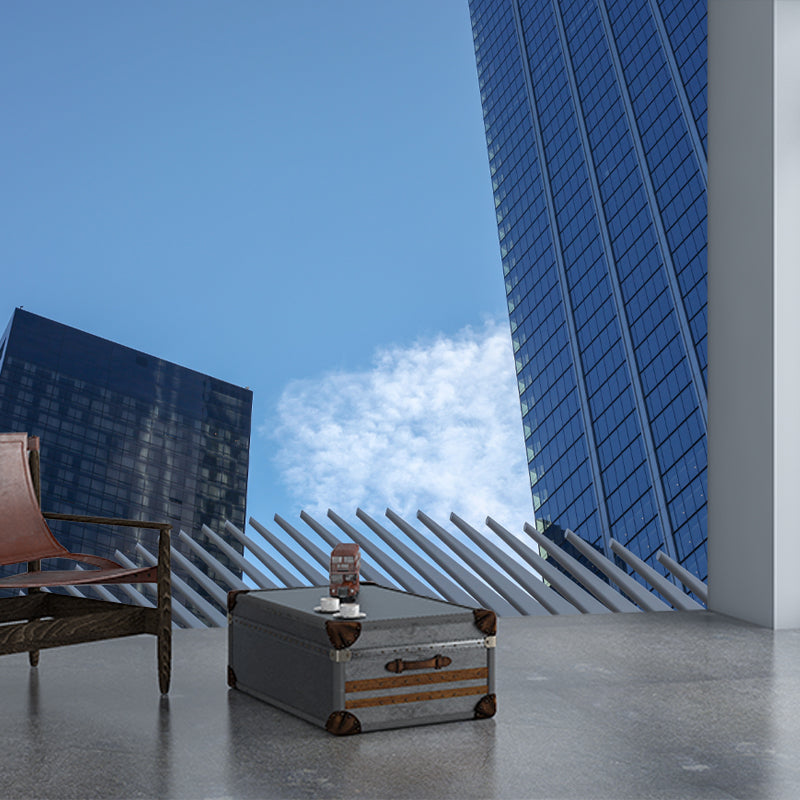 American City Architecture Mural Mildew Resistant Wallpaper for Meeting Room