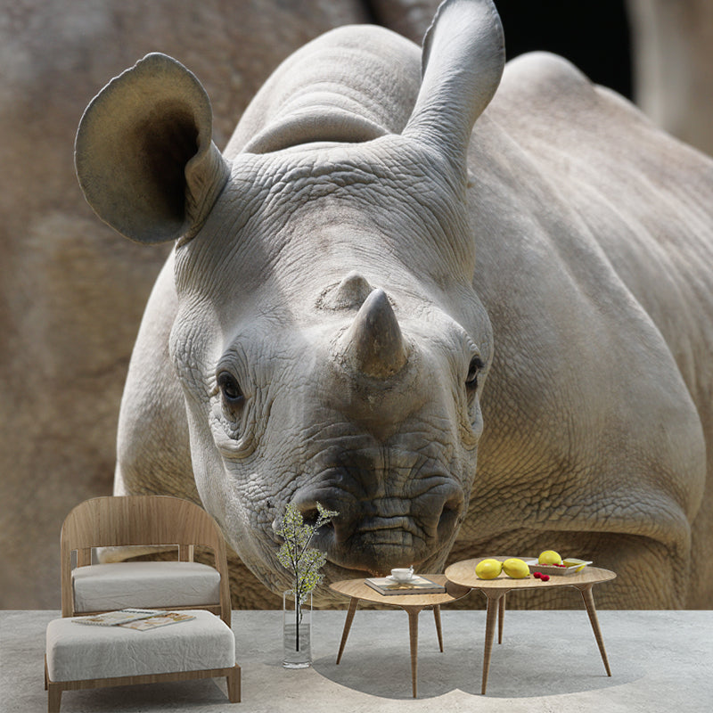 Rhinoceros Animal Mural Wallpaper for Dining Room Waterproof, Made to Measure
