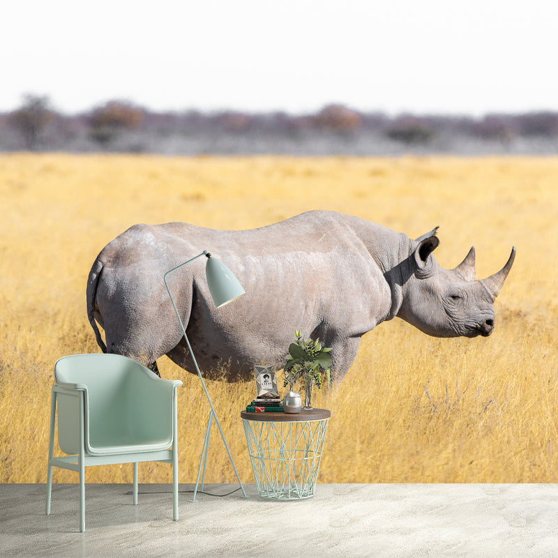 Rhinoceros Animal Mural Wallpaper for Dining Room Waterproof, Made to Measure