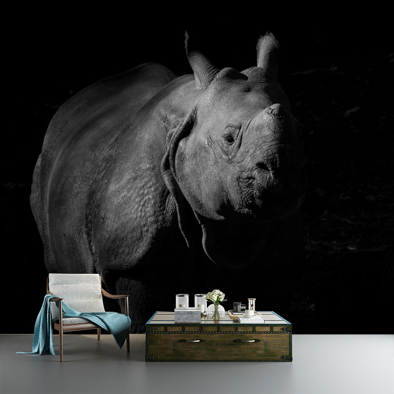Rhinoceros Animal Mural Wallpaper for Dining Room Waterproof, Made to Measure