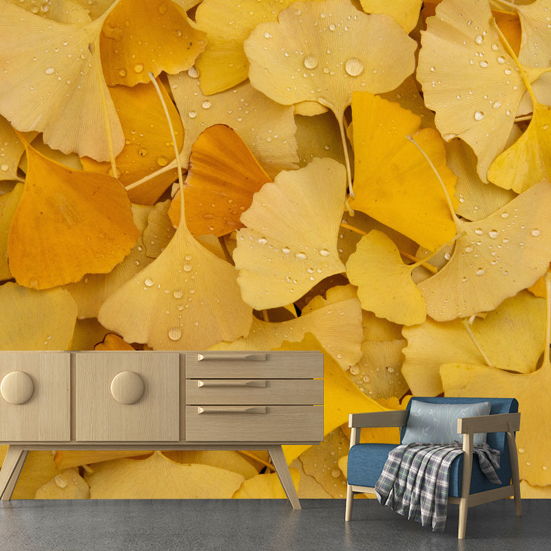 Ginkgo Biloba Mural Wallpaper Contemporary Wall Covering for Sitting Room
