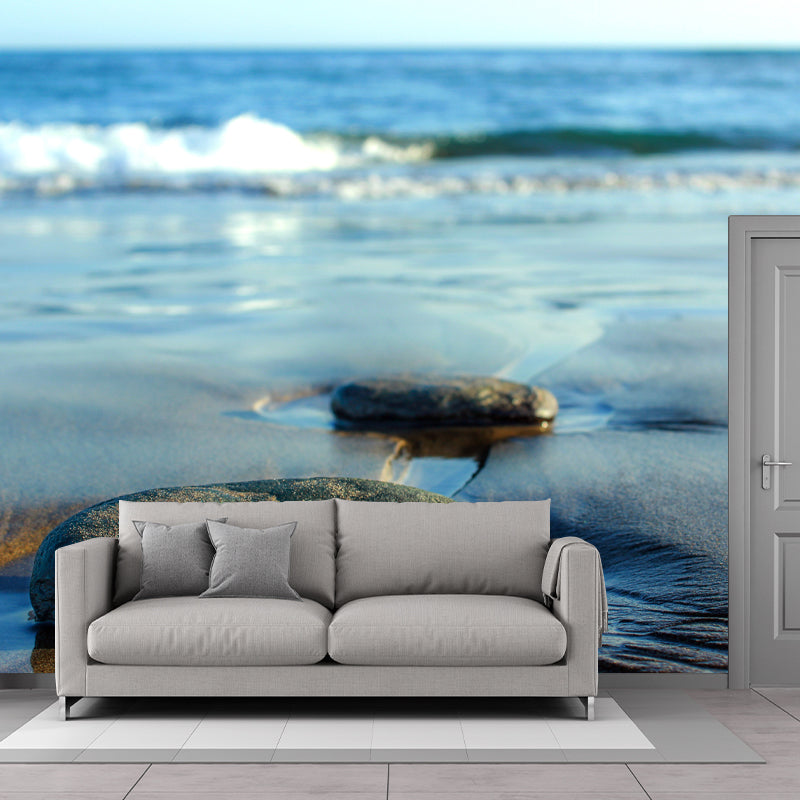 Blue and White Sea Mural for Living Room Bedroom Decoration, Made to Measure