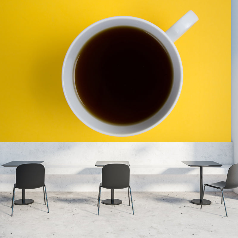Contemporary Coffee Mural Wallpaper Mildew Resistant Commerce Shop Decoration