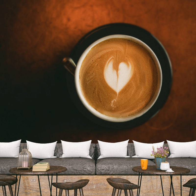 Contemporary Coffee Mural Wallpaper Mildew Resistant Commerce Shop Decoration