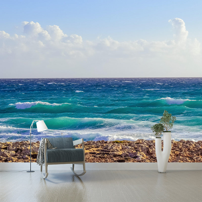 Customized Contemporary Sea Mural Mildew Resistant for Living Room Decoration