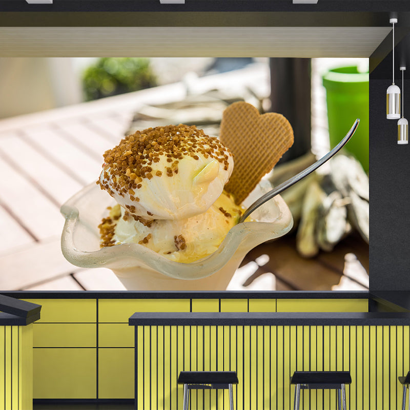 Ice Cream Mural Moisture Resistant Wallpaper Wall Covering for Dessert Shop