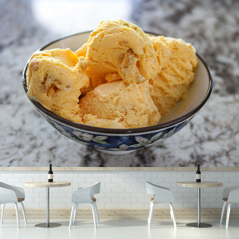 Ice Cream Mural Moisture Resistant Wallpaper Wall Covering for Dessert Shop