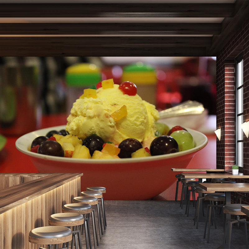 Contemporary Ice Cream Dessert Mural Wall Covering for Dessert Shop